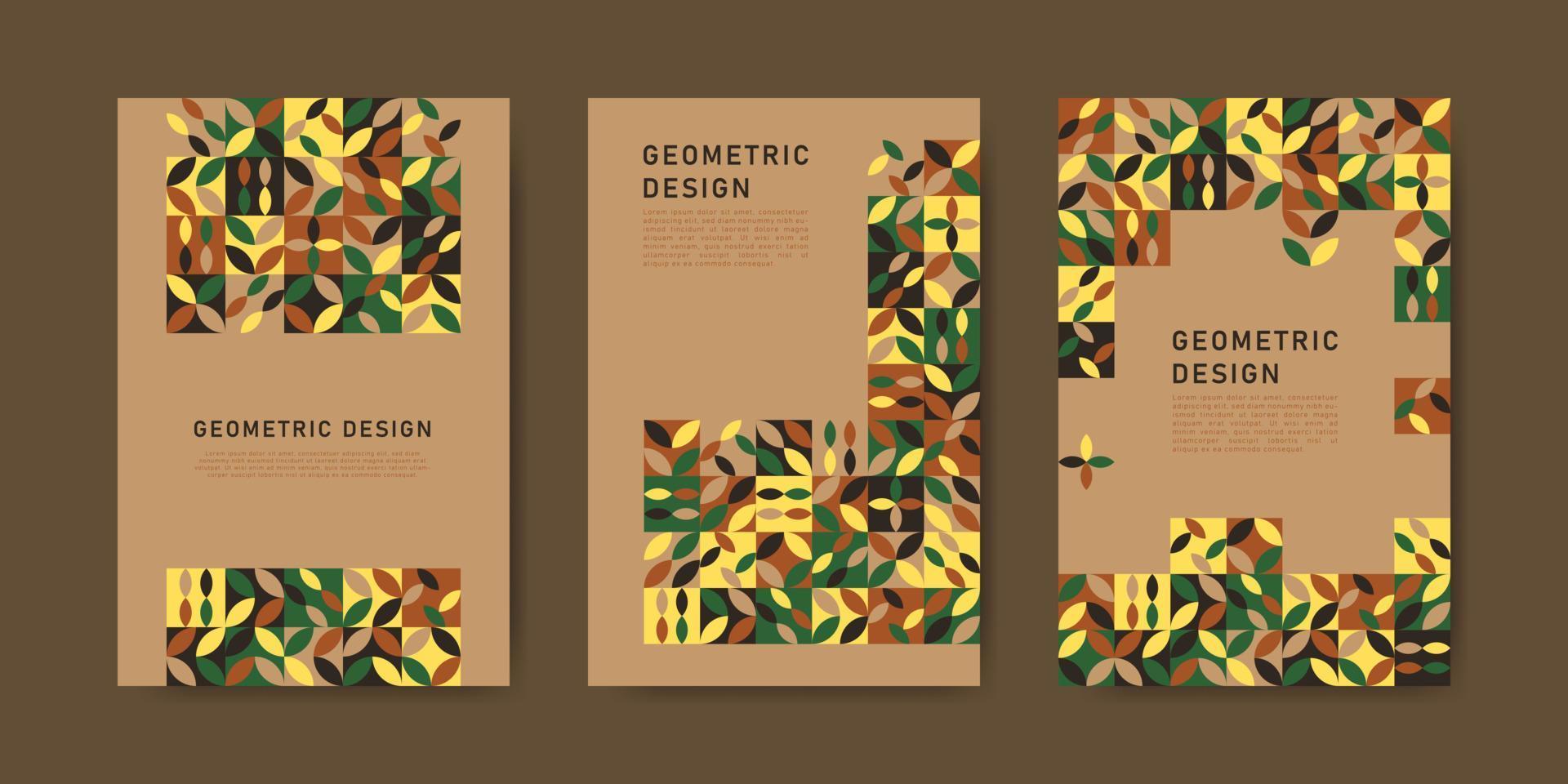 colección de cubiertas de mosaico de diseño plano de formas geométricas coloridas vector