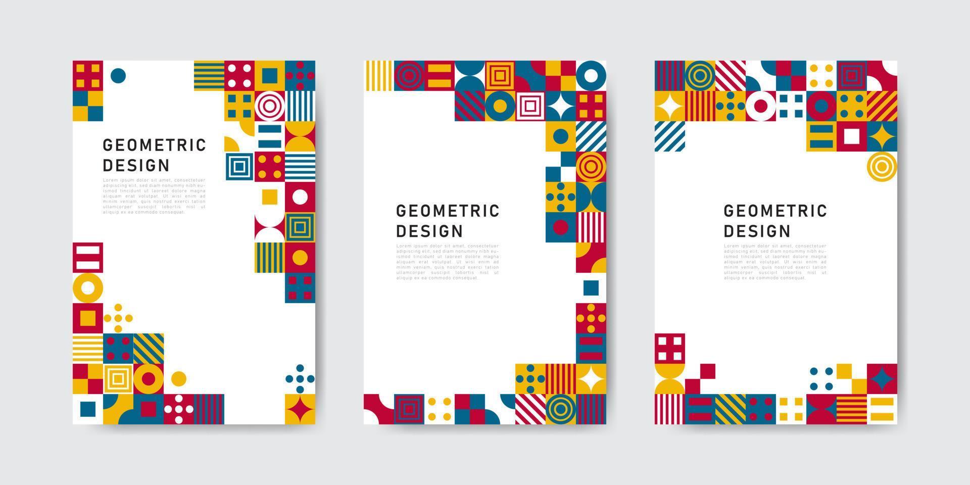 Colorful geometric shape flat design mosaic covers collection vector