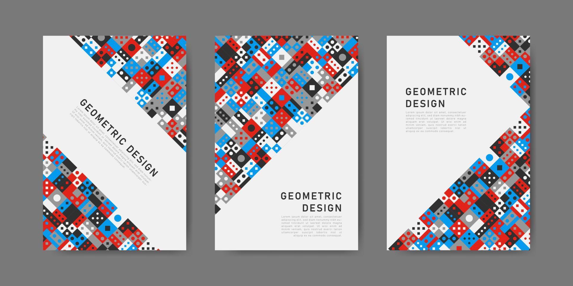 Colorful geometric shape flat design mosaic covers collection vector