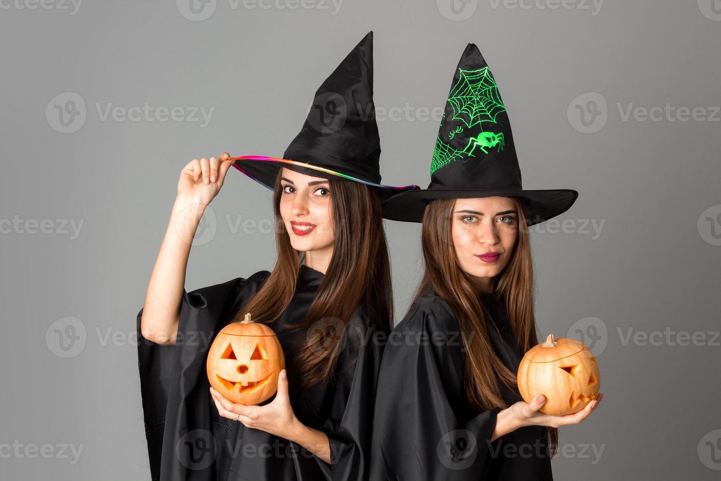 young girls in halloween style clothes photo