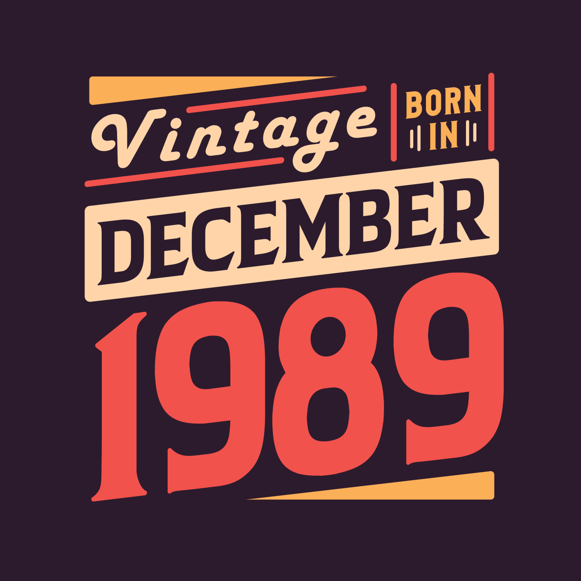Vintage born in December 1989 Born in December 1989 Retro Vintage