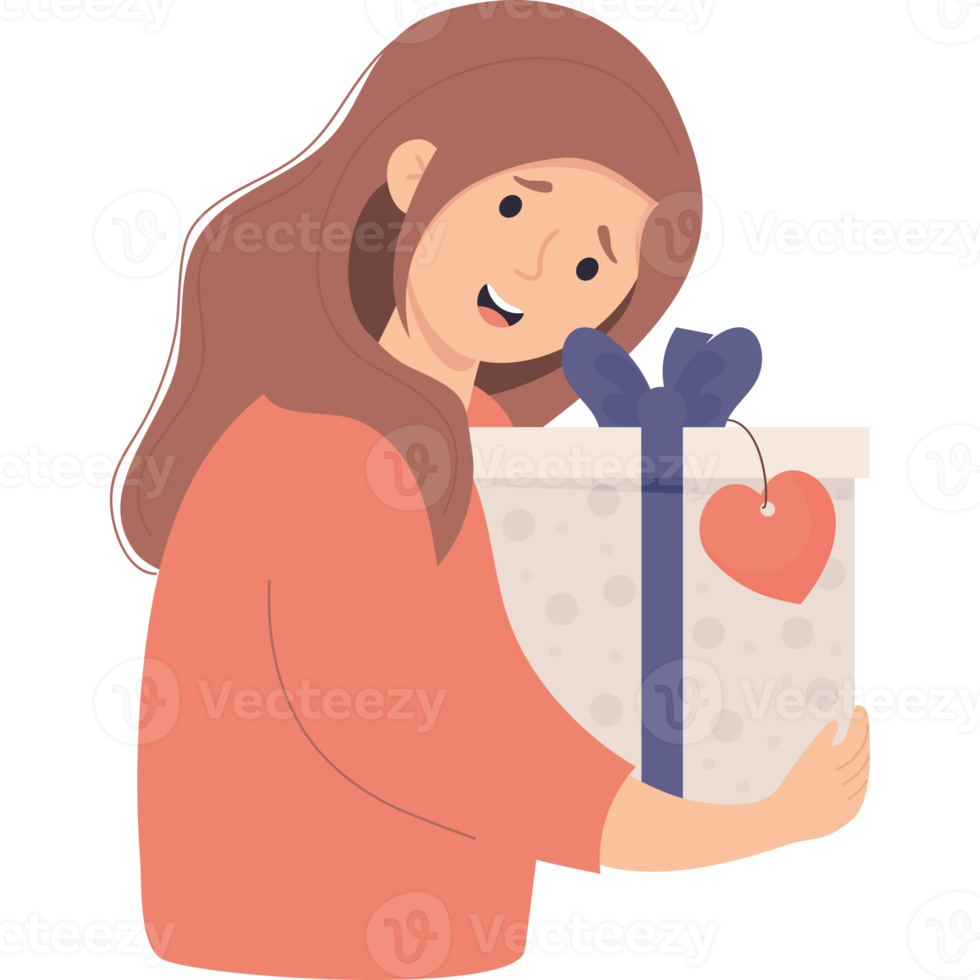 girl with big gift box png