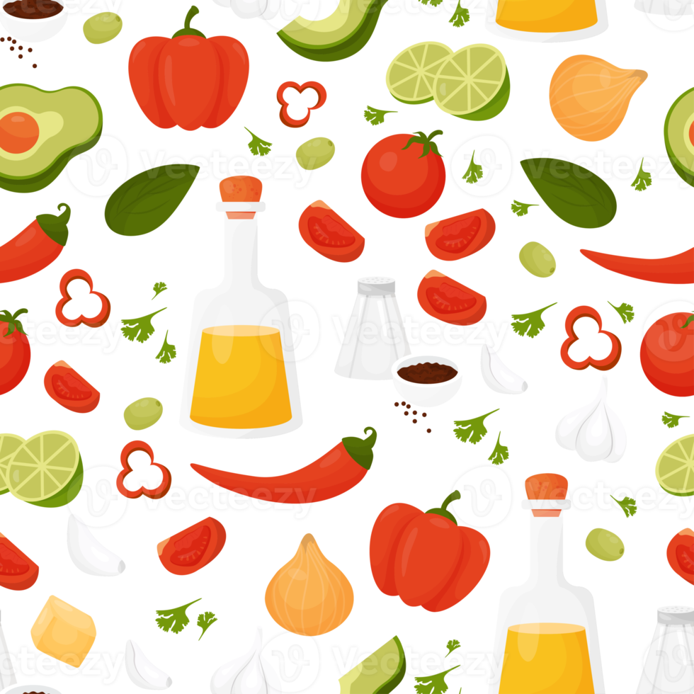 Seamless pattern with  vegetables and fruits png