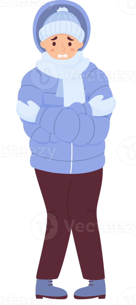 Unhappy man freezing png