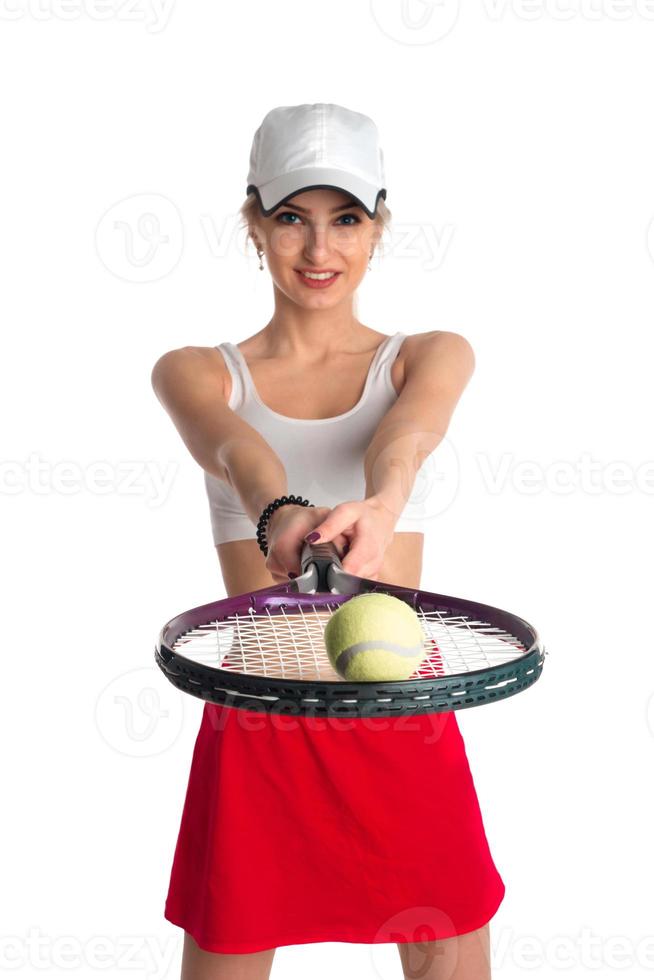 Tennis player with racket photo