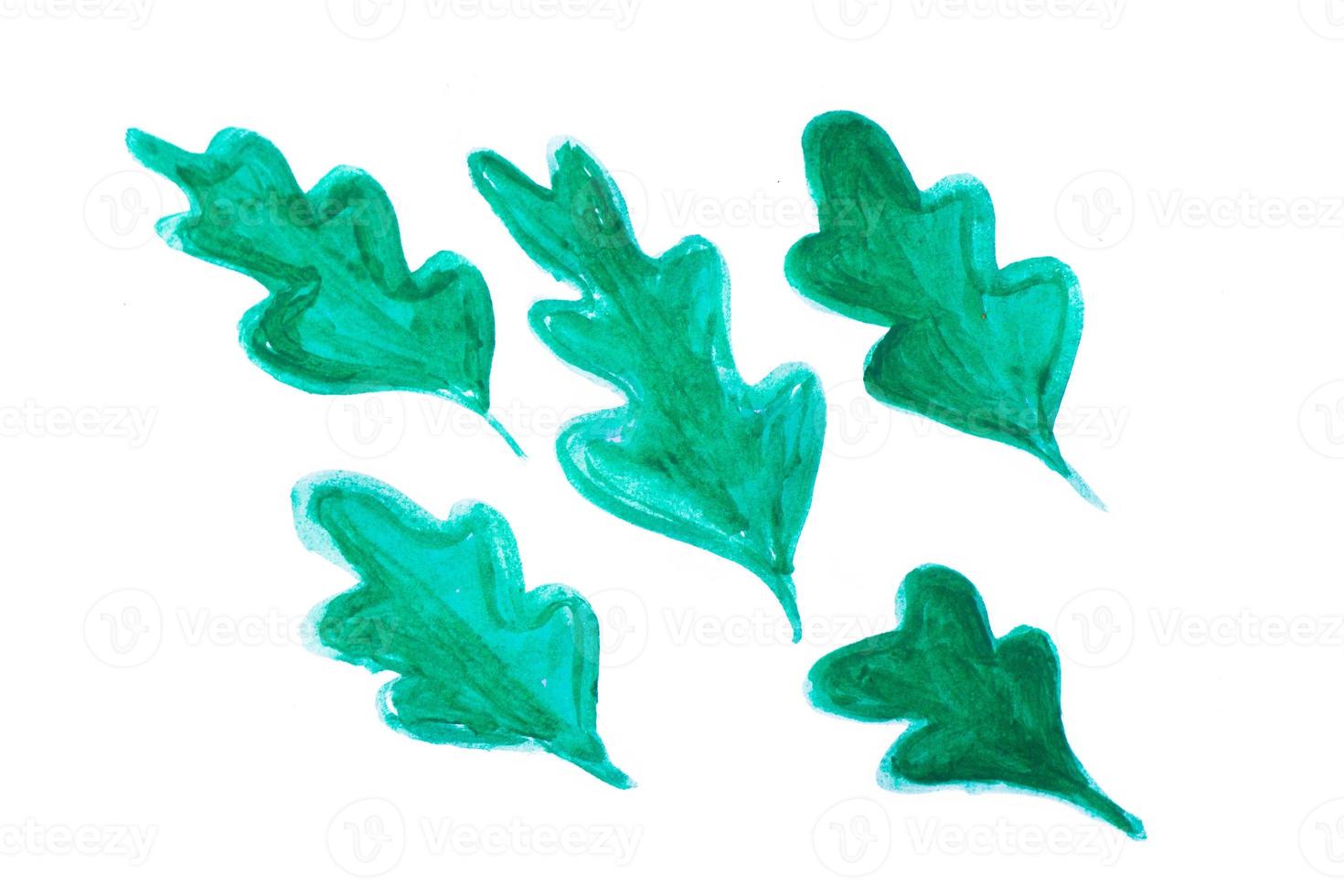 green watercolor abstract handmade leaves photo