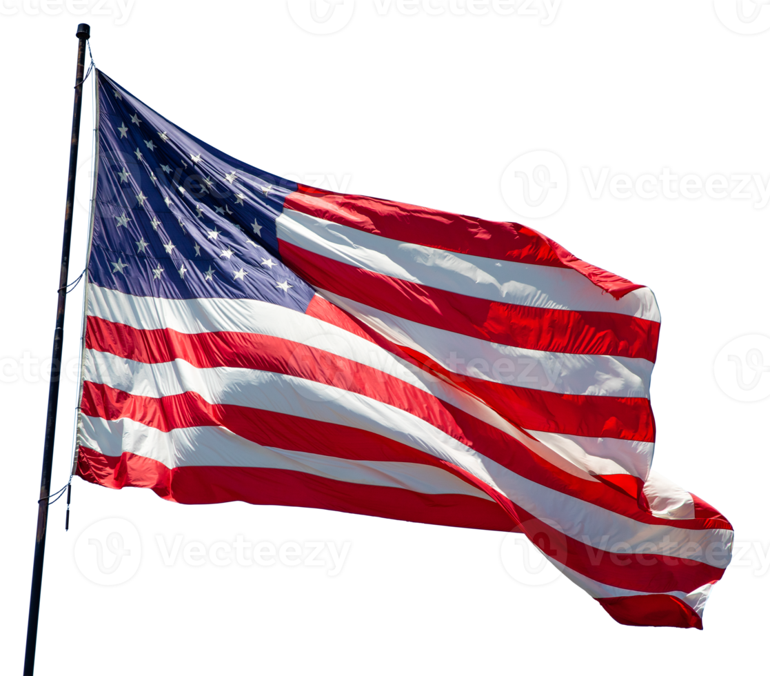 Transparent PNG of An American Flag Waving In The Wind.