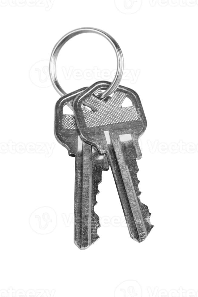 Transparent PNG Pair of New Silver House Keys.