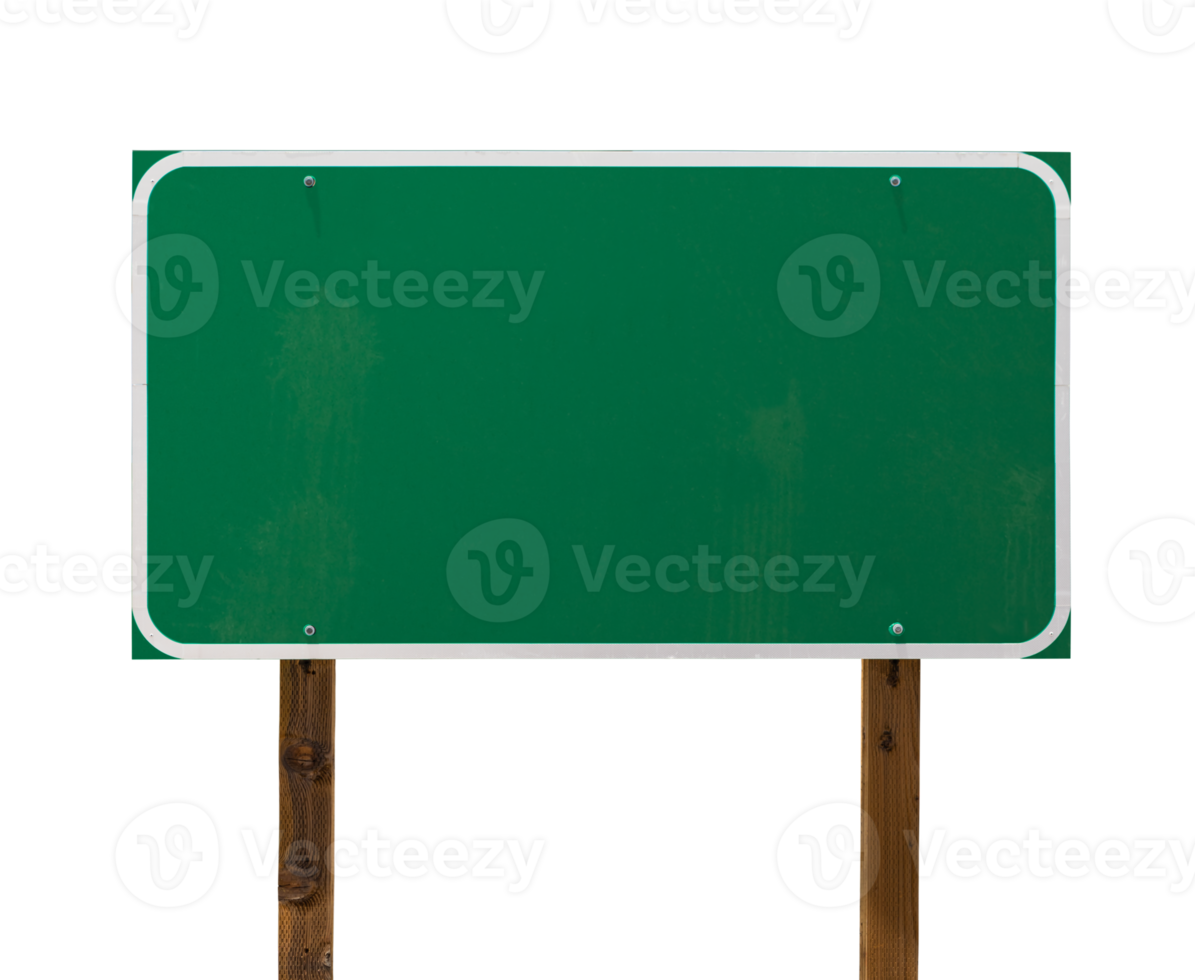 png transparent d'un panneau de signalisation vert vierge de taille moyenne prêt pour votre message.