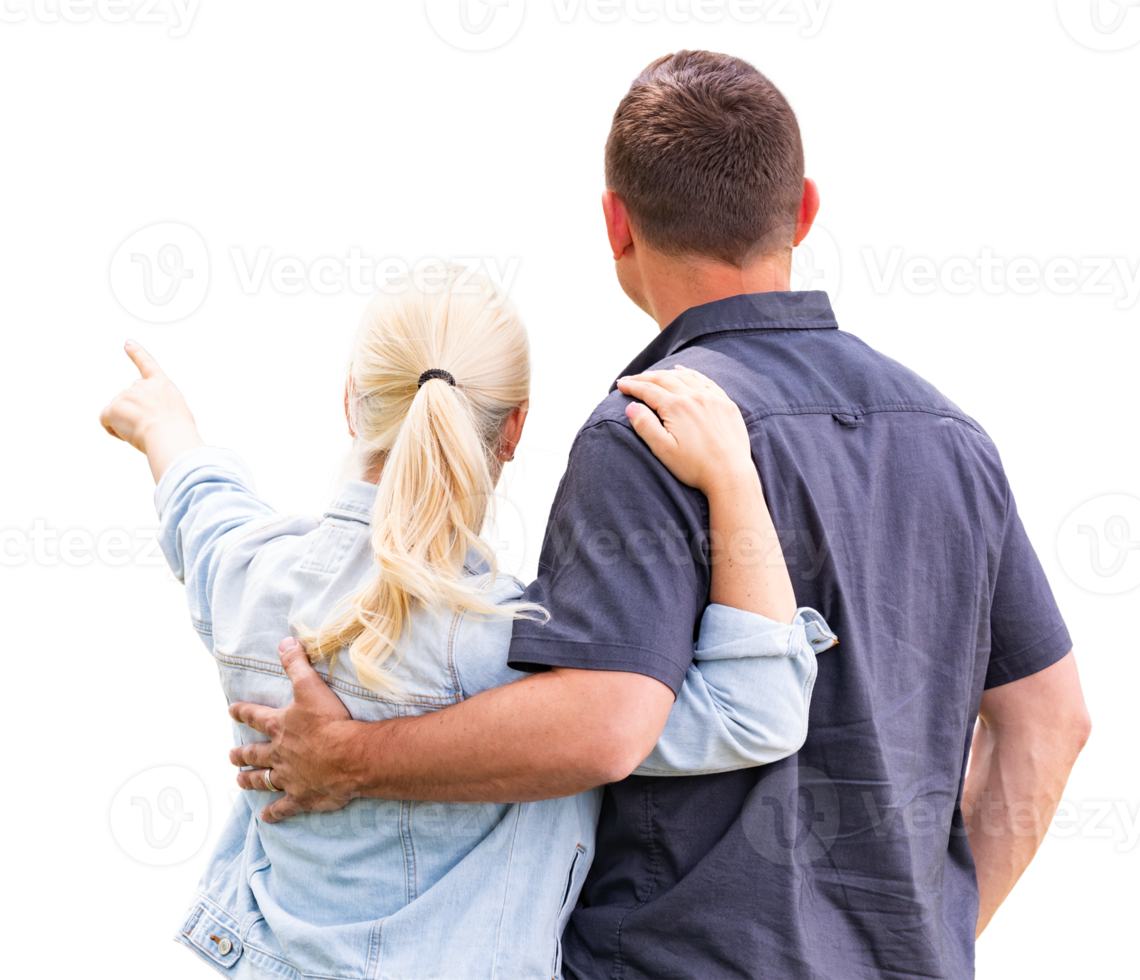 Transparent PNG Young Adult Couple Facing Away Pointing.