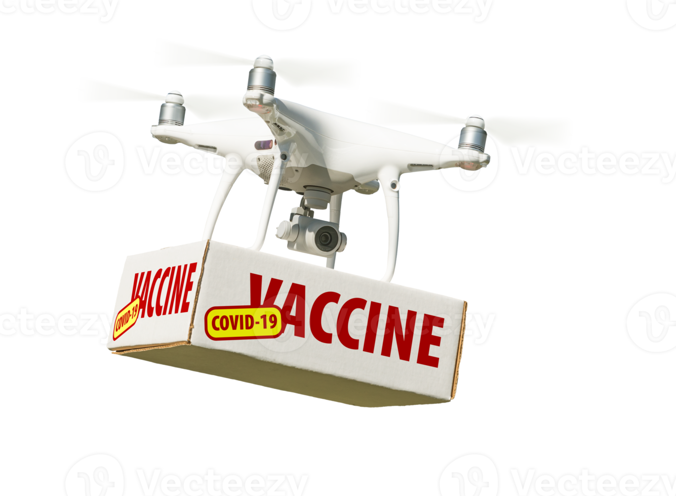 transparant PNG onbemande vliegtuig systeem quadcopter dar draag- covid-19 vaccin pakket.