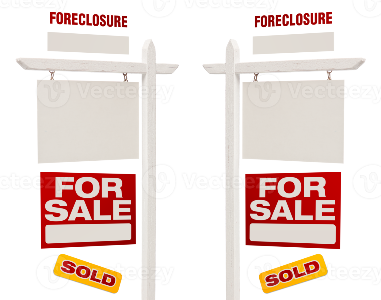 Transparent PNG of Home For Sale, Sold and Foreclosure Ready To Assemble Real Estate Sign Set.