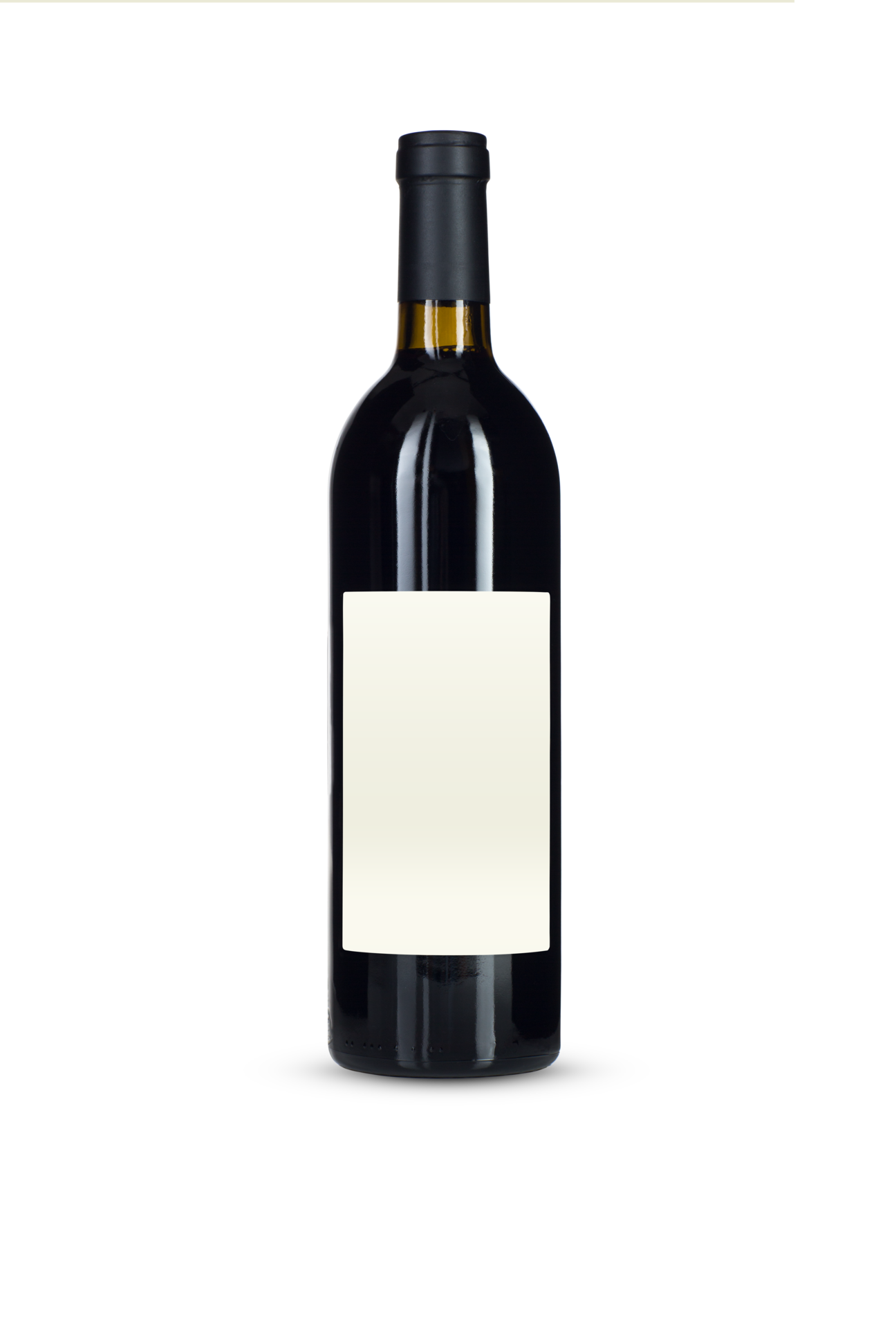 Transparent PNG Dark Wine Bottle with Blank Label and Black Foil
