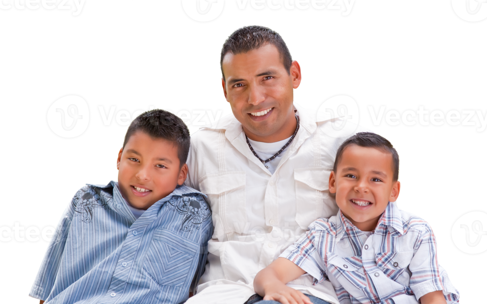 Transparent PNG of Hispanic Father and Sons.