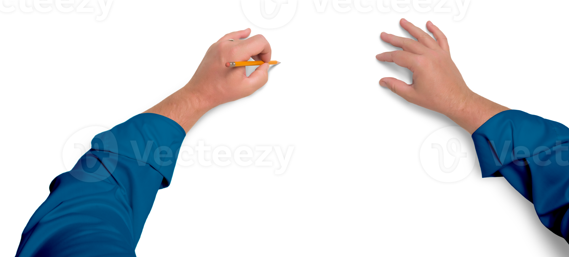 Transparent PNG of Male Hands Drawing with Pencil.