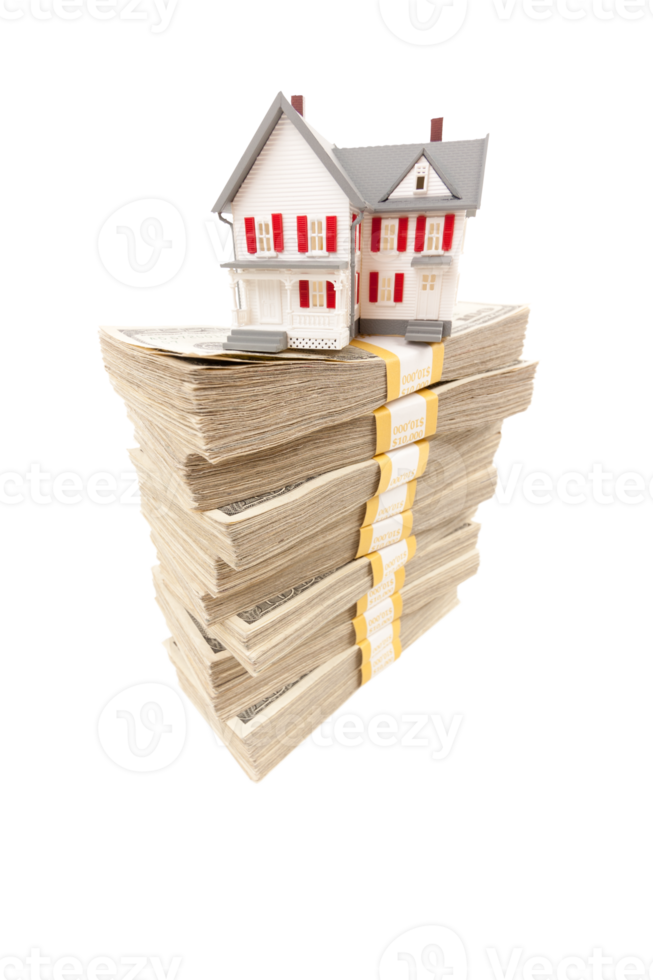 Transparent PNG Small House on Stacks of Hundred Dollar Bills.