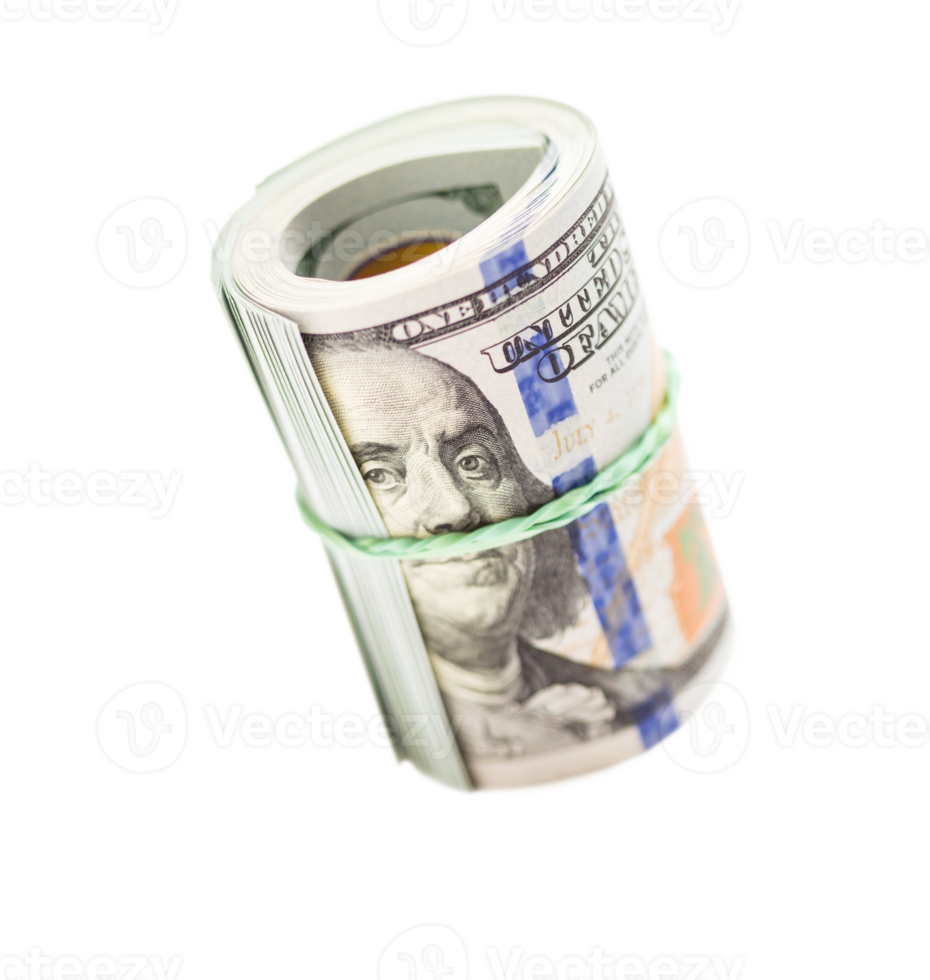 Free transparente pngrolle mit einhundertdollarscheinen, die durch