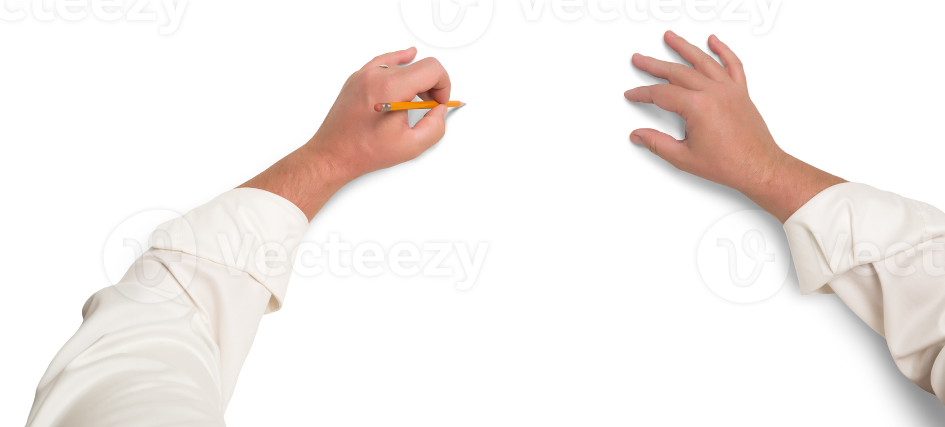 Transparent PNG of Male Hands Drawing with Pencil.
