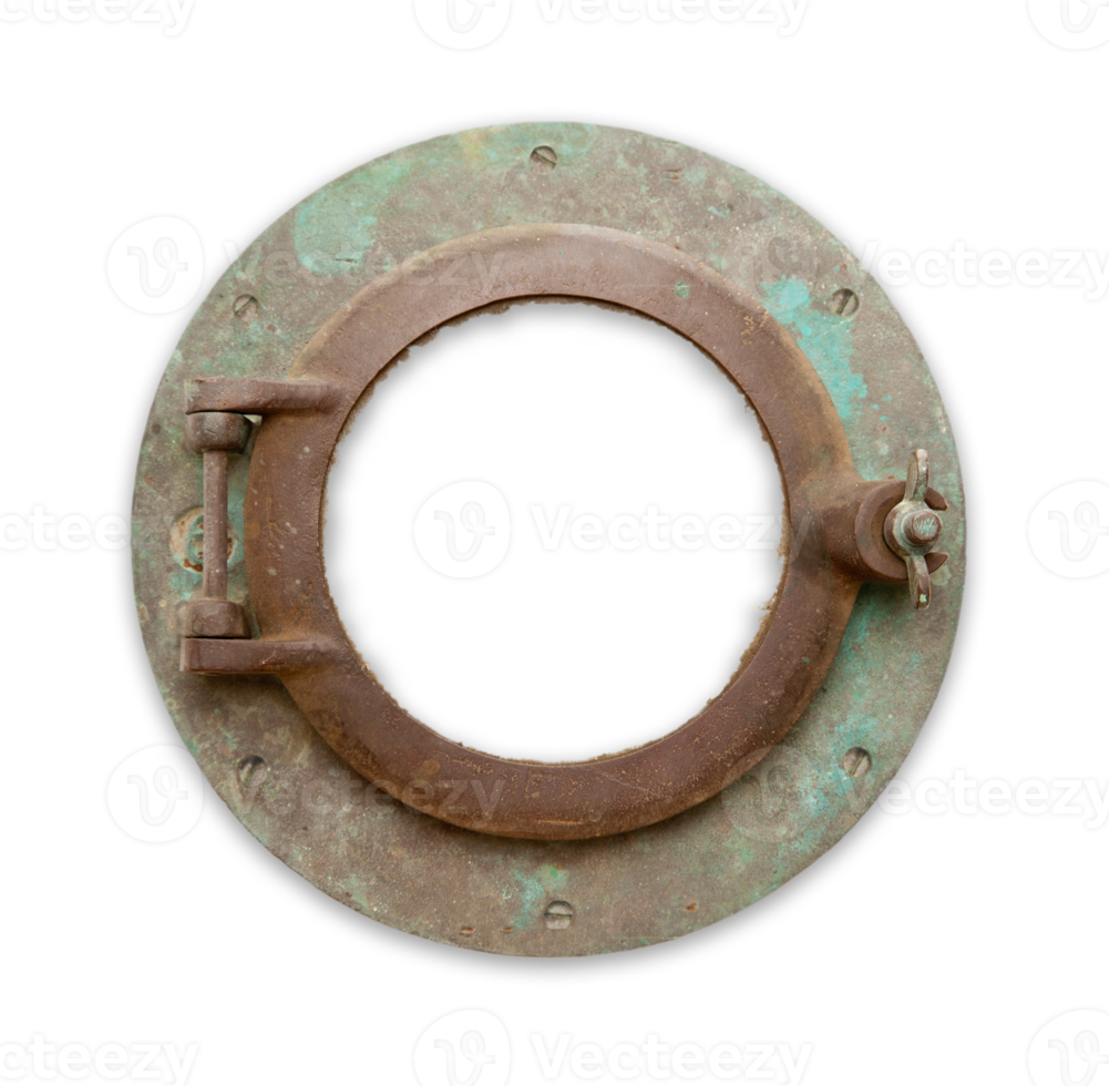 Transparent PNG Aged Copper Grunge Ship Porthole.