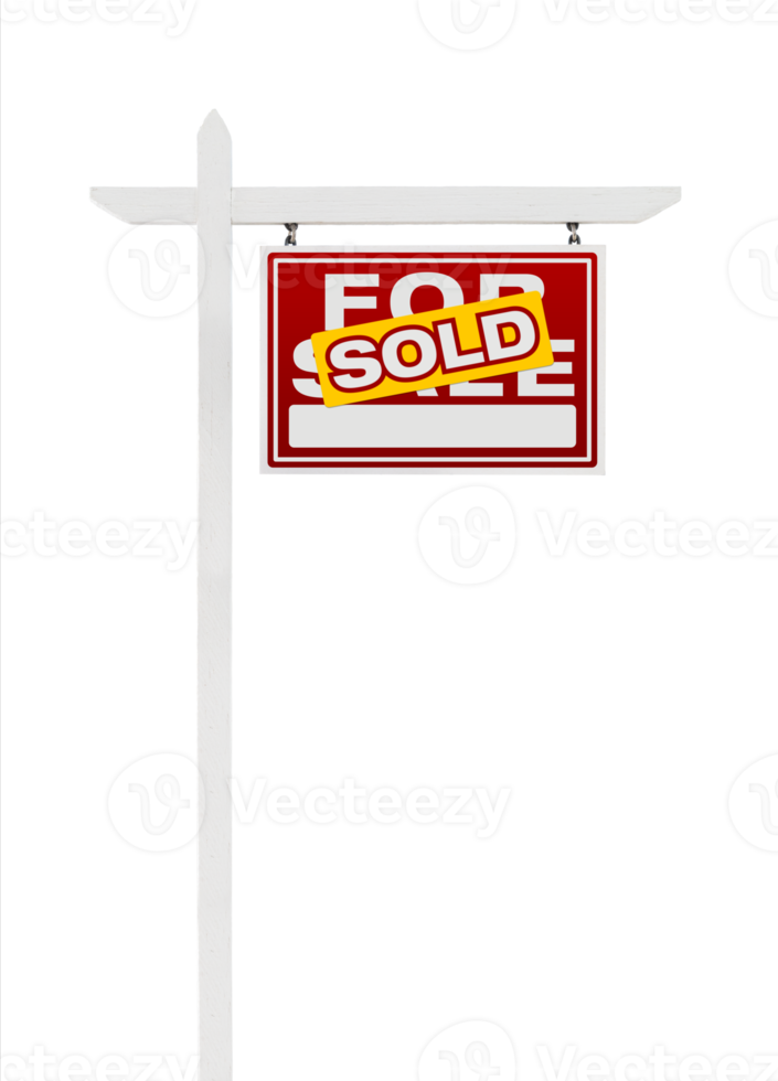 transparentes png des rechtsgerichteten zum verkauf verkauften immobilienschildes.