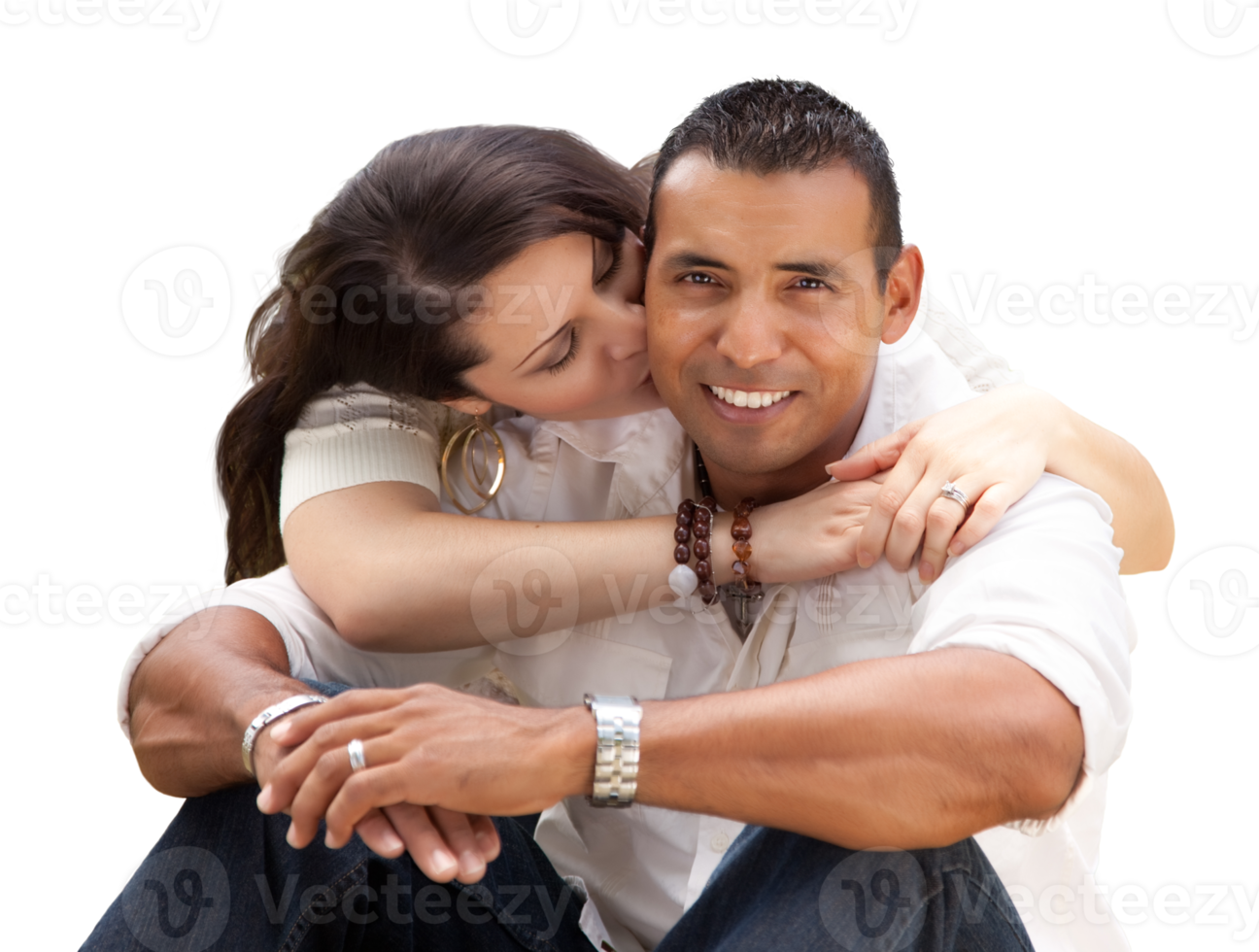 Transparent PNG of Affectionate Happy Hispanic Couple in the Park.