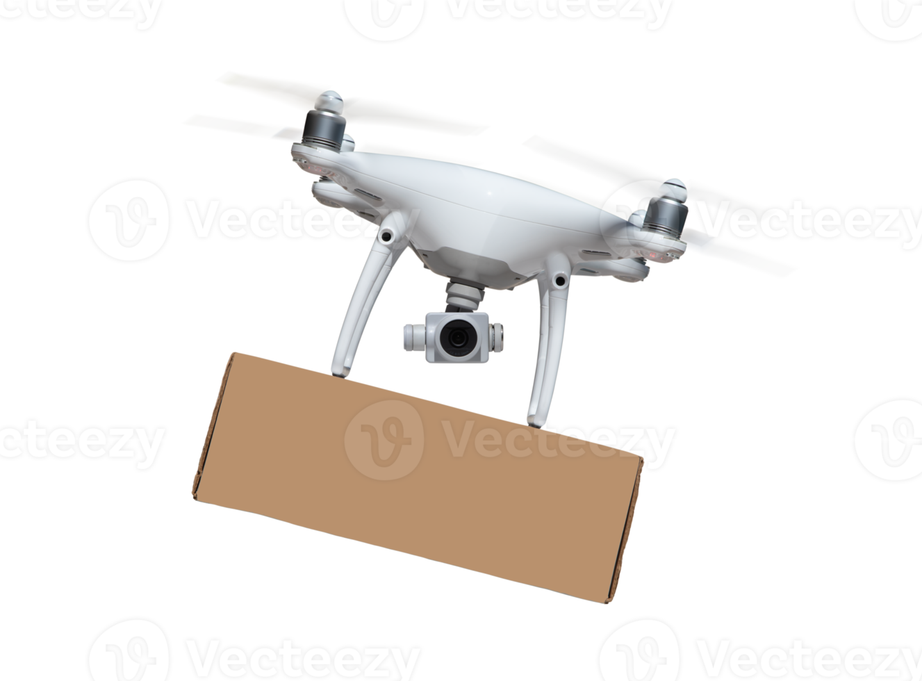 drone uav png transparent en vol avec emballage attaché.