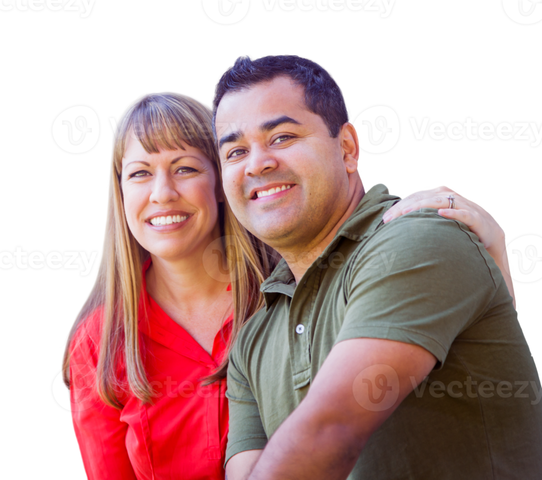 Transparent PNG of Attractive Mixed Race Hispanic and Caucasian Couple Portrait.