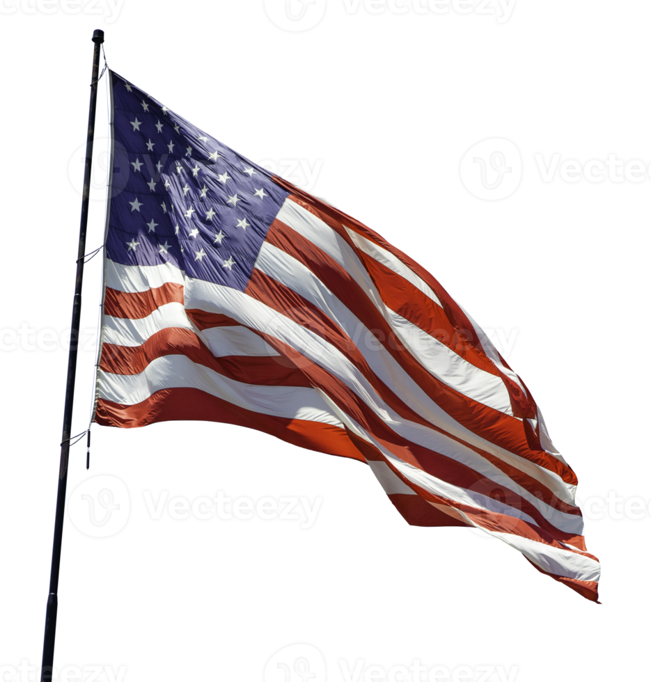 Transparent PNG of An American Flag Waving In The Wind.