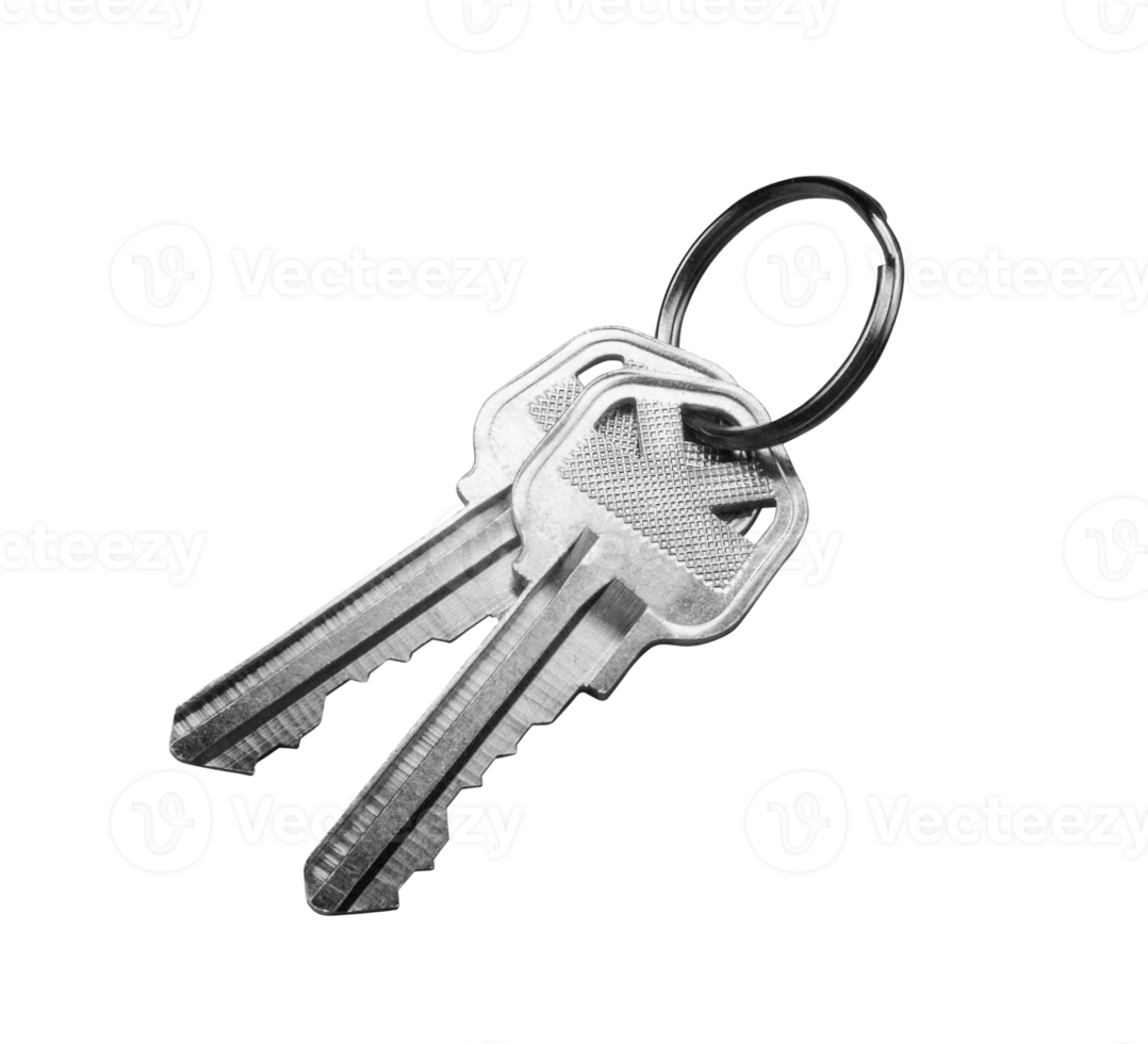 Transparent PNG Pair of New Silver House Keys.