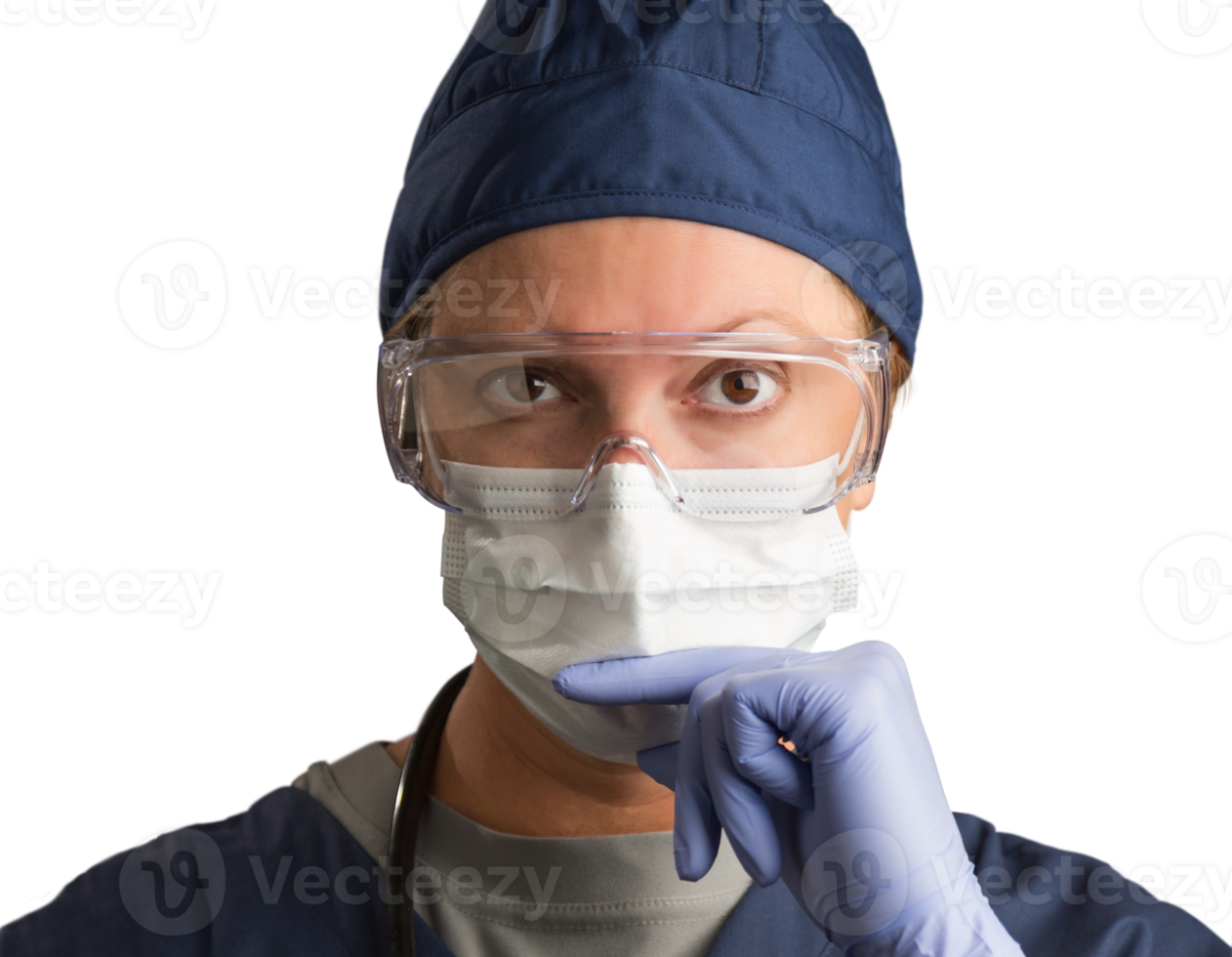 Transparent PNG Female Doctor or Nurse In Medical Face Mask and Protective Gear.