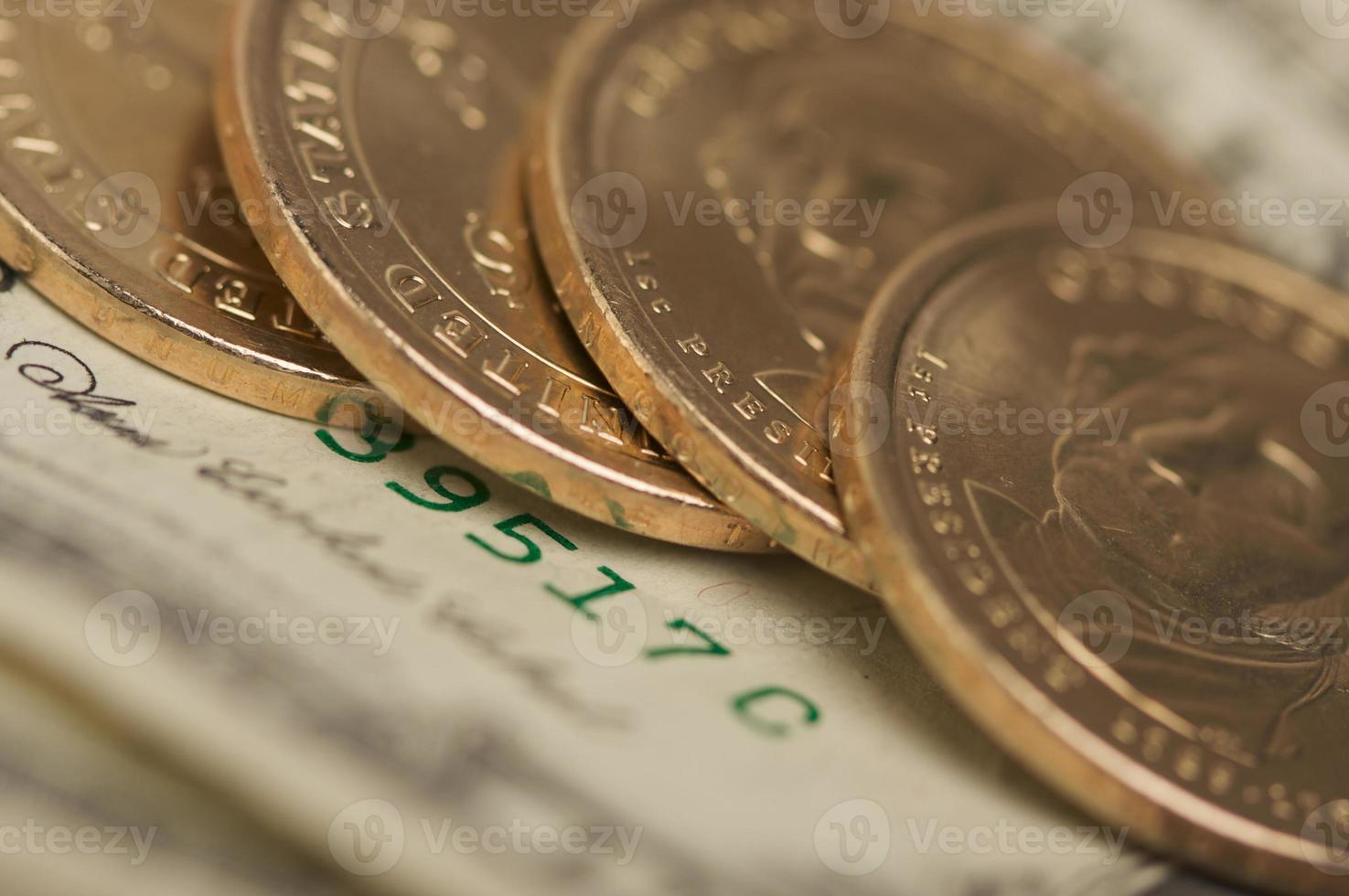 Abstract U.S. Dollar Coins and Bills photo
