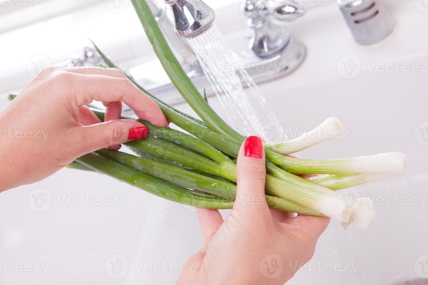 Woman Washing Onions 16475752 Stock Photo at Vecteezy