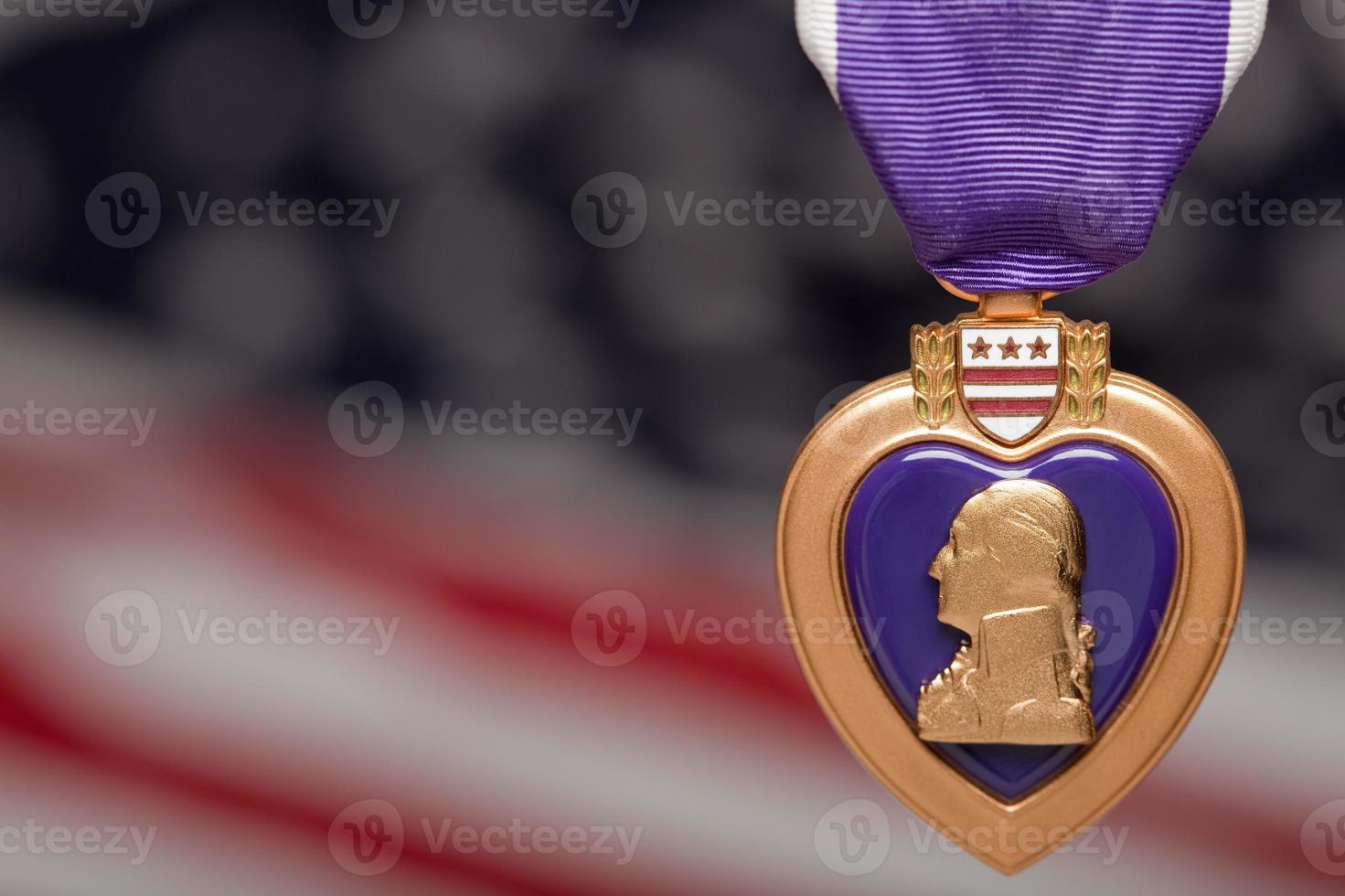 Purple Heart Against American Flag photo