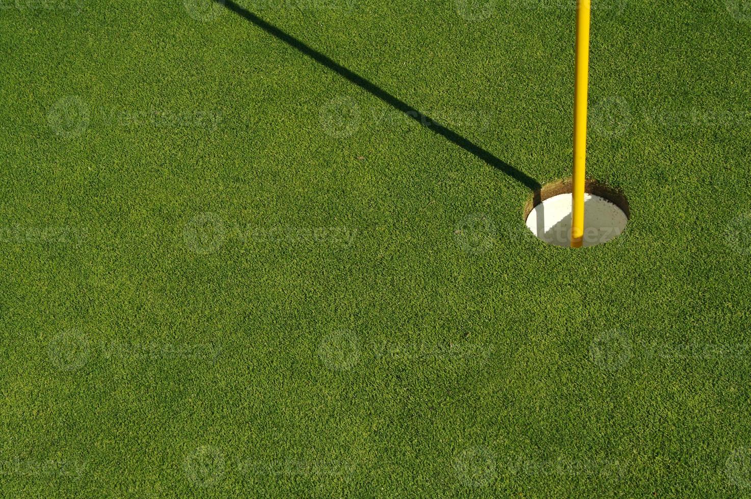Lush, Freshly Mowed Golf Green and Flag photo