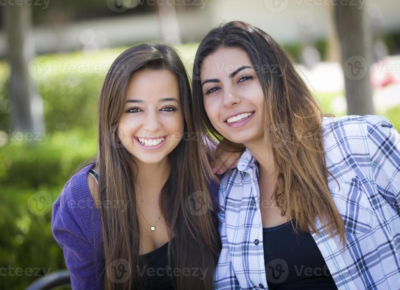 Two Mixed Race Female Friends Portrait photo