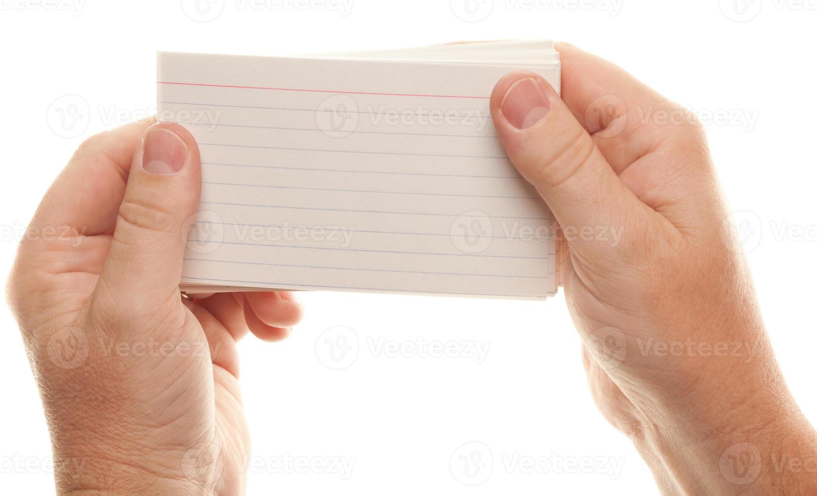 Male Hand Holding Stack of Flash Cards photo