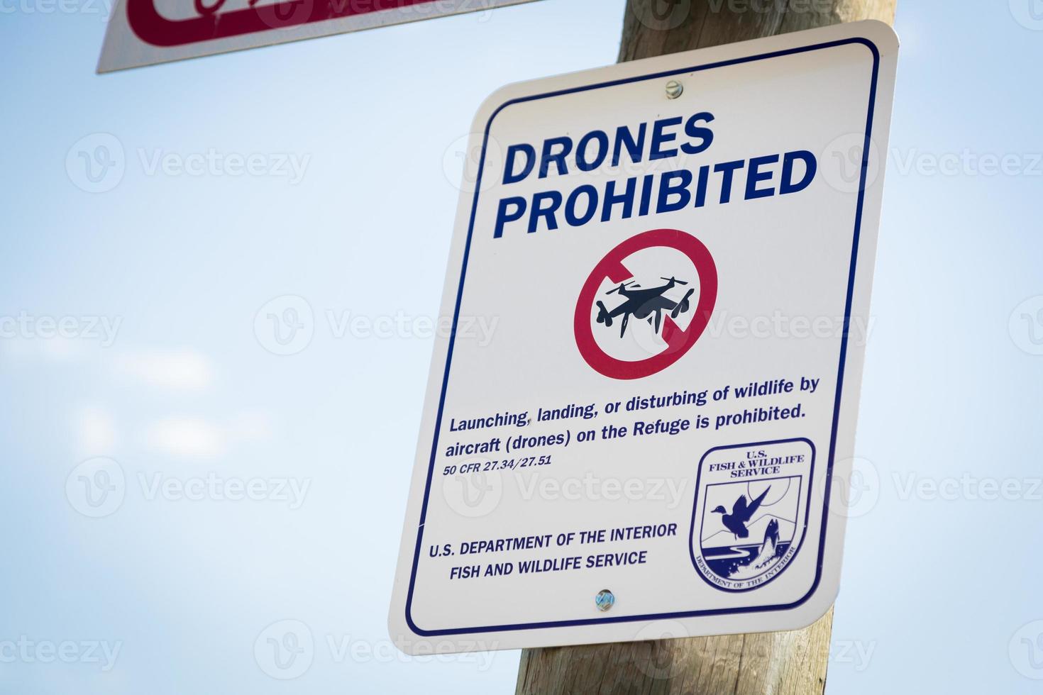 Jackson, WY, USA - July 16, 2017 Drones Prohibited Sign Near Elk Sactuary Near Grand Titons National Park. photo