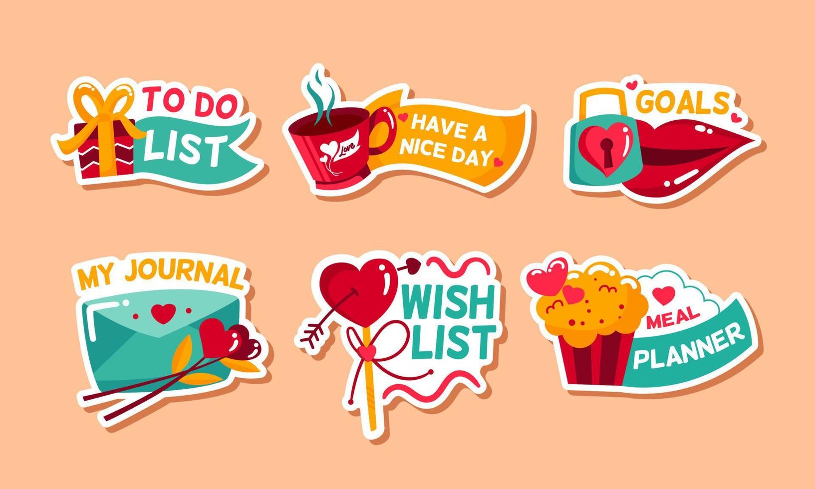 Valentine Journal Sticker vector