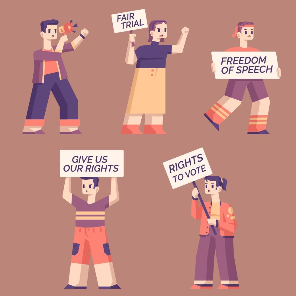 Civil Rights Character Set vector