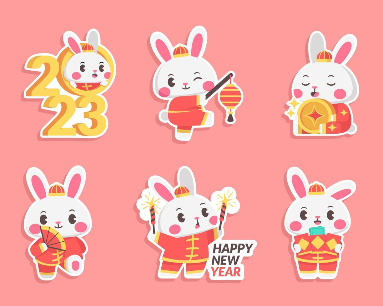 Chinese New Year Sticker Set vector