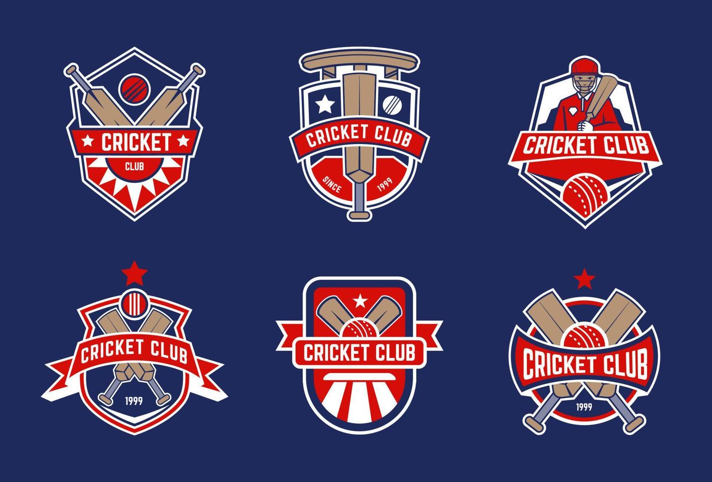 conjunto de logotipo de cricket deportivo vector