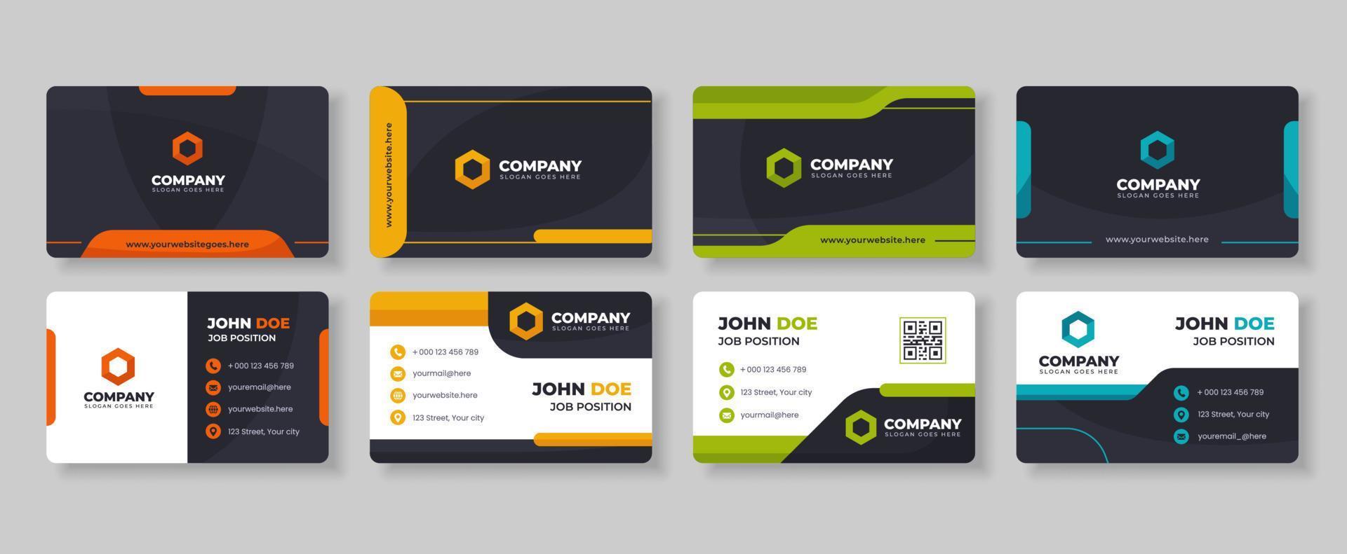 Flat Business Card Template Set vector