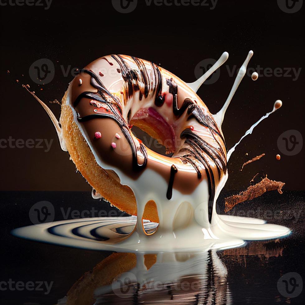 bake donut with a sweet splash photo