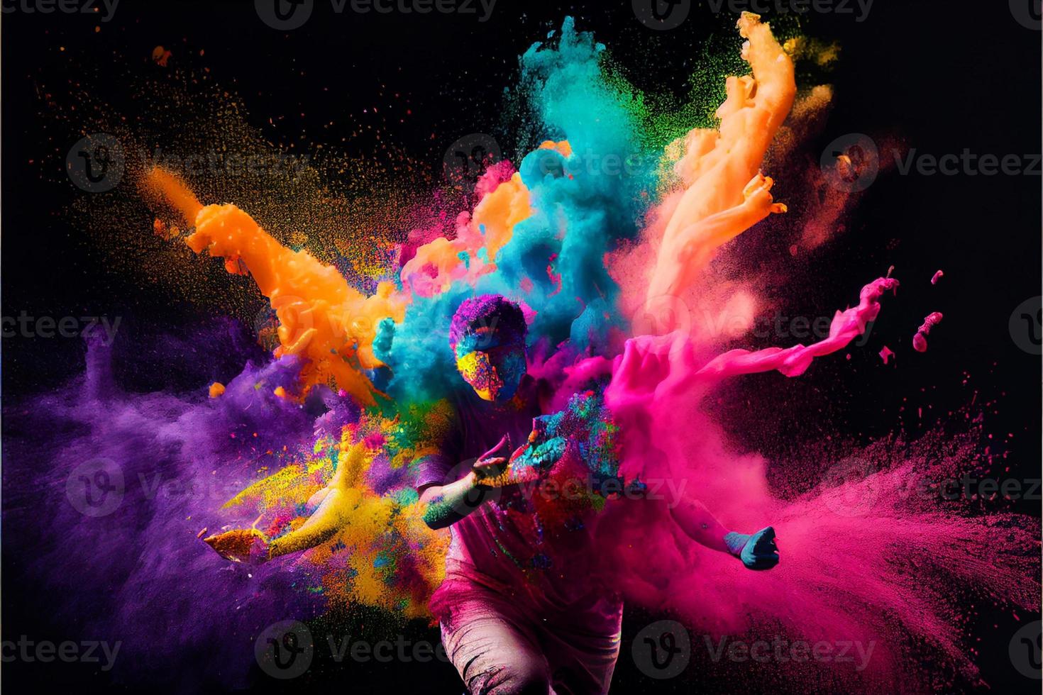 A picture of splash of colour powder in a holi festival in india photo