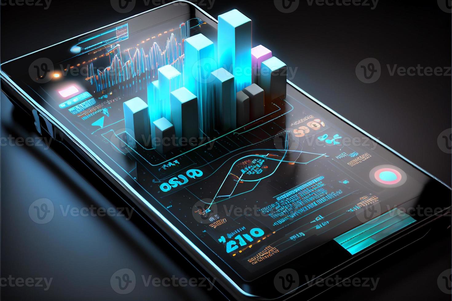 technology of application with a business graph photo