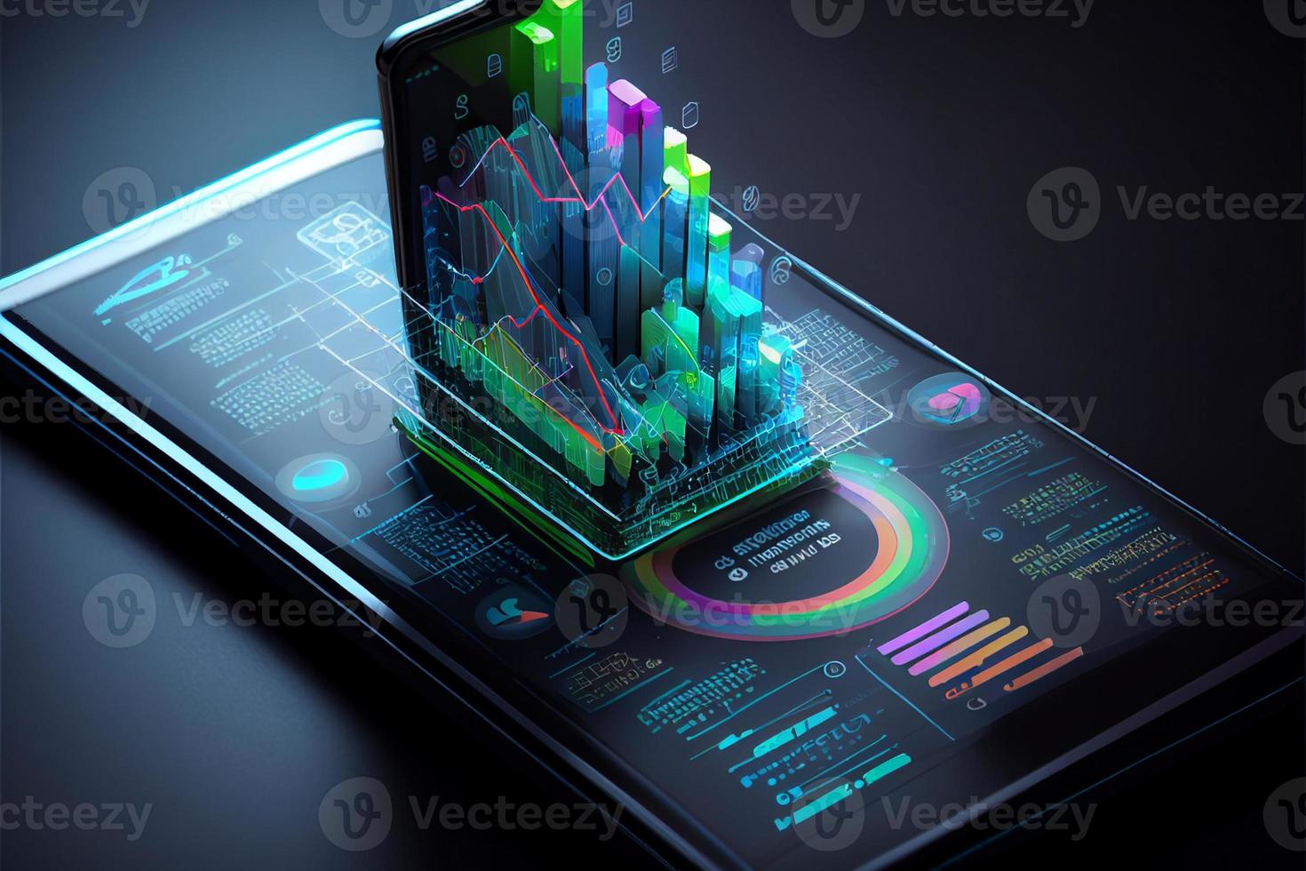 technology of application with a business graph photo