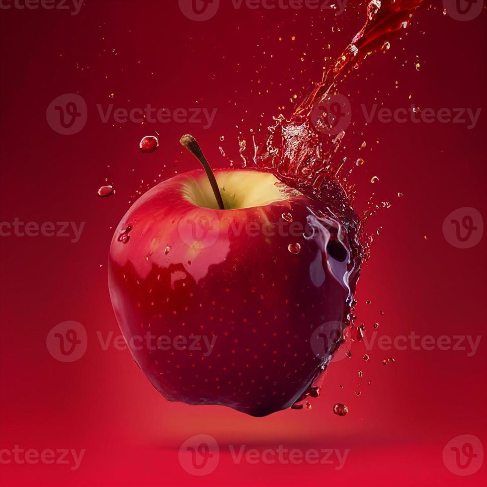 ilustración de manzana con un chapoteo de agua foto