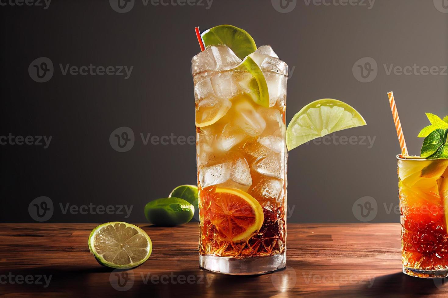 a glass of ice lemon tea photo