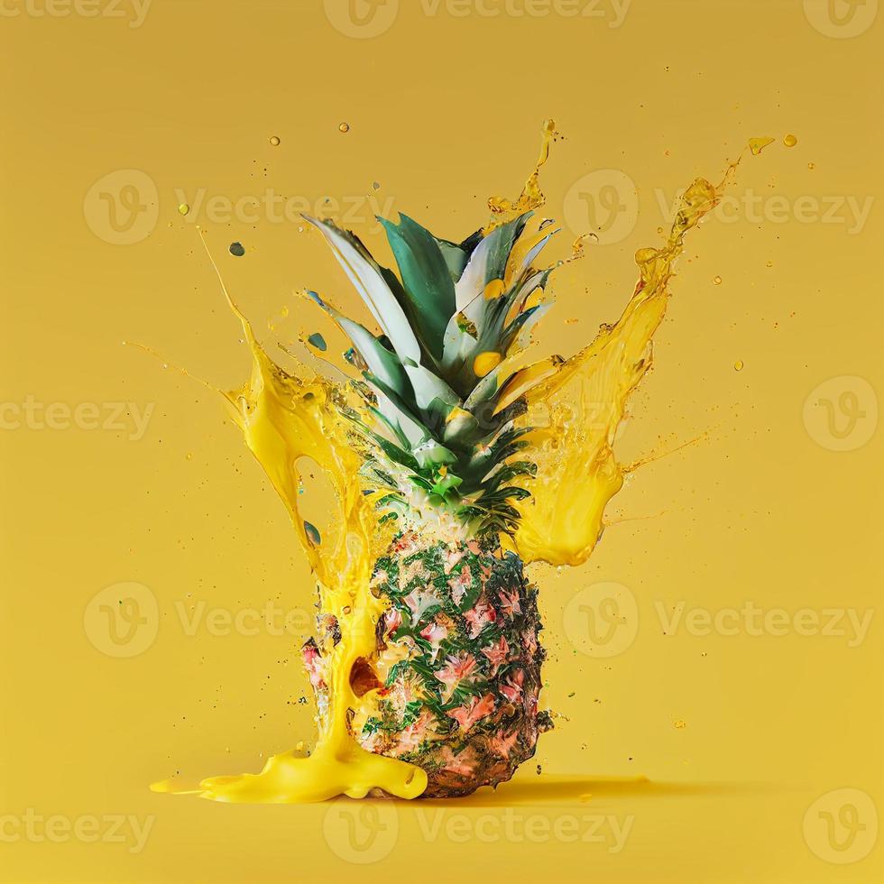 ilustración de piña con un chapoteo de agua foto