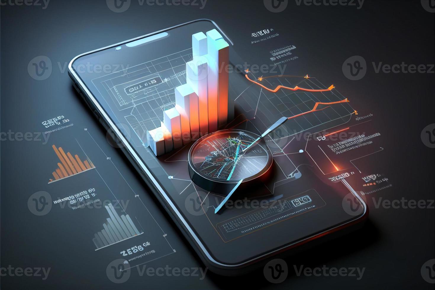 tecnología de aplicación con un gráfico de negocios foto